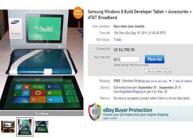 SamsungWindows8 A la venta en eBay el tablet Samsung con Windows 8 de la BUILD