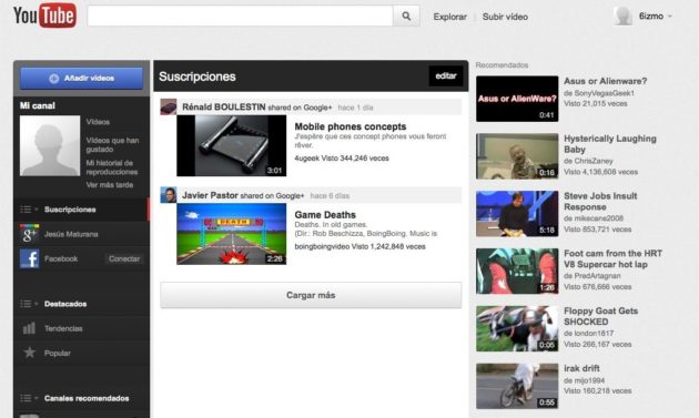 Captura de pantalla 2011 11 21 a las 21.13.03 630x377 Prueba la nueva interfaz de YouTube, te enseñamos cómo