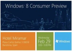 La beta de Windows 8 el 29 de febrero en el MWC de Barcelona