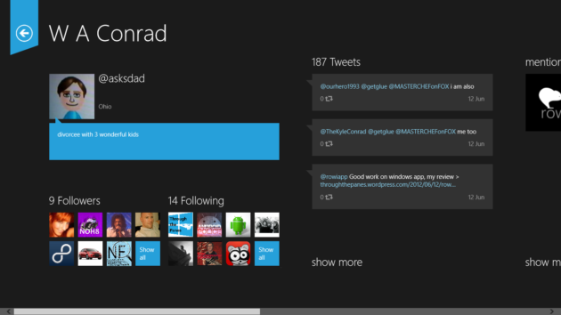 tweetro profile view 630x354 Tweetro, un cliente de Twitter diseñado para Windows 8