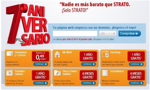 Strato celebra sus 7 años en España con dominios .es a 0,49 euros