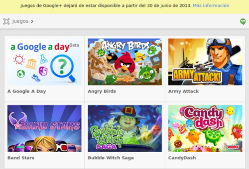 Los juegos desaparecerán de Google+ el 30 de junio