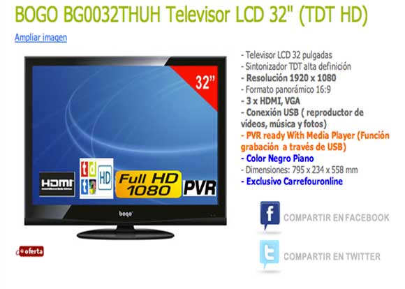 Televisor LCD 32'' por 259 euros