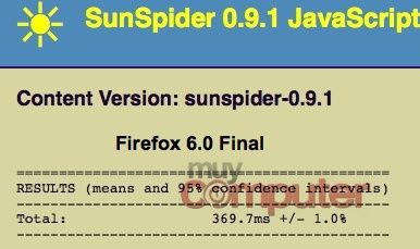 Firefox 6.0 SunSpider