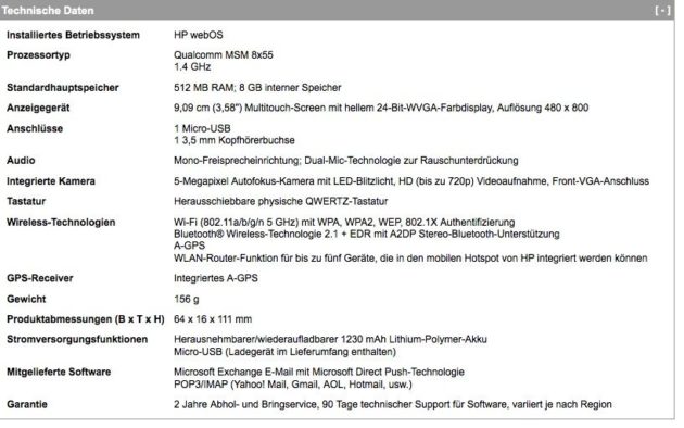 Especificaciones HP Pre 3