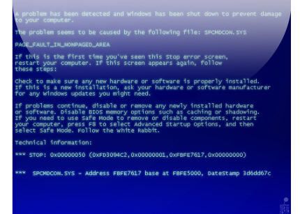 Pantallazo azul típico Windows Pantallazo azul típico Windows