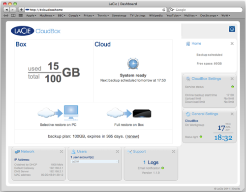 Line Cloudbox LaCie CloudBox storage, disco duro externo con backup en la nube