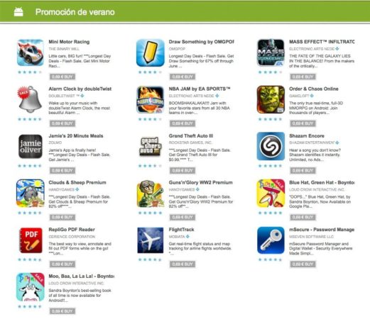 Apps promoción verano android