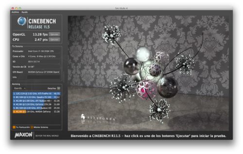 MacBook Pro Retina display - Pruebas - Cinebench - MacBook Pro Retina