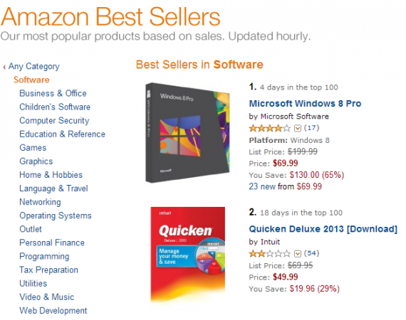 amazontop 570x450 Windows 8 es el software número 1 de Amazon