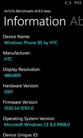 Especificaciones HTC 8S