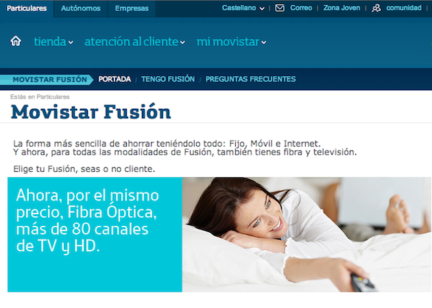Movistar Fusión ADSL fibra