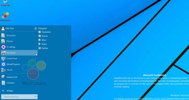de inicio de Windows 9