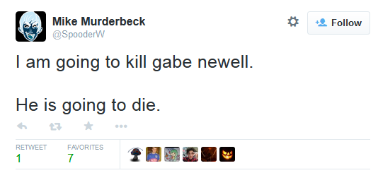 Amenazas de Mike Maulbeck a Gabe Newell en Twitter