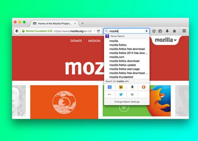 interfaz de búsqueda de Firefox