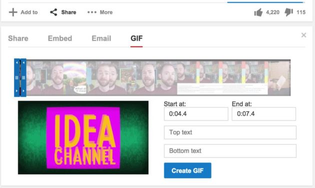 Creacion de GIF a través de YouTube