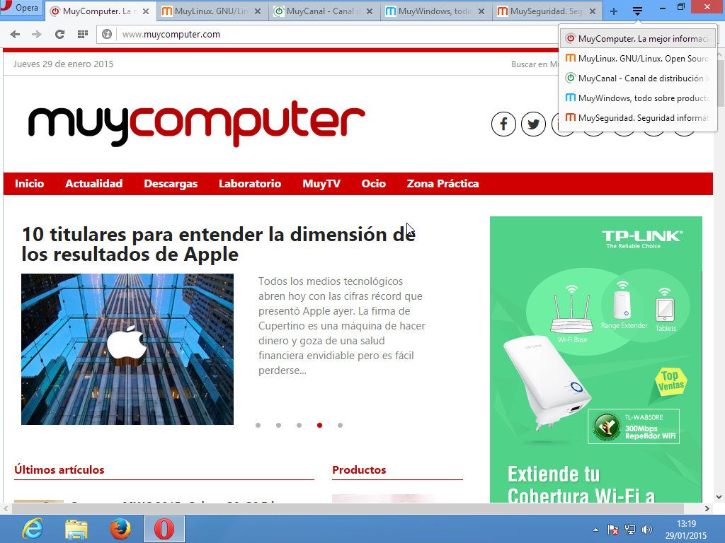 Previsualización de pestañas