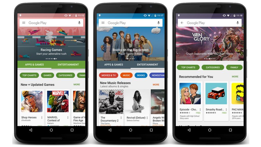 Google ya está desplegado el nuevo diseño de la Play Store