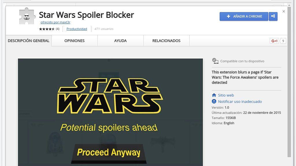 Evita los spoilers de Star Wars con esta extensión para Chrome