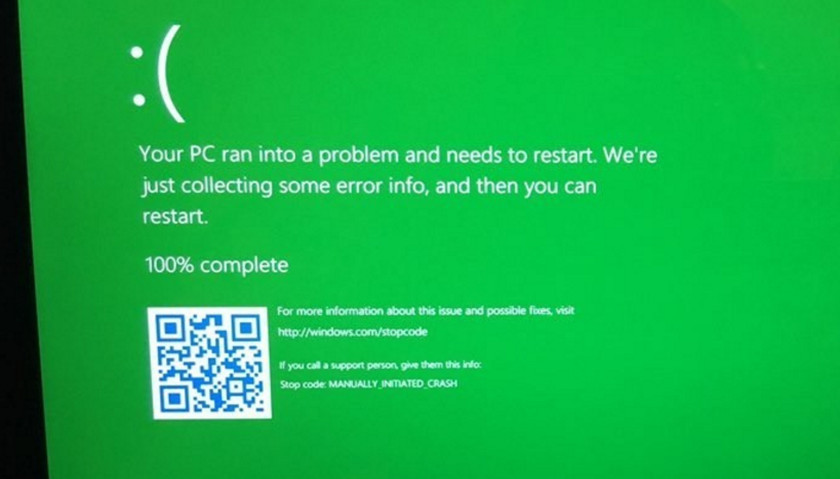 La pantalla verde de la muerte en Windows es muy real