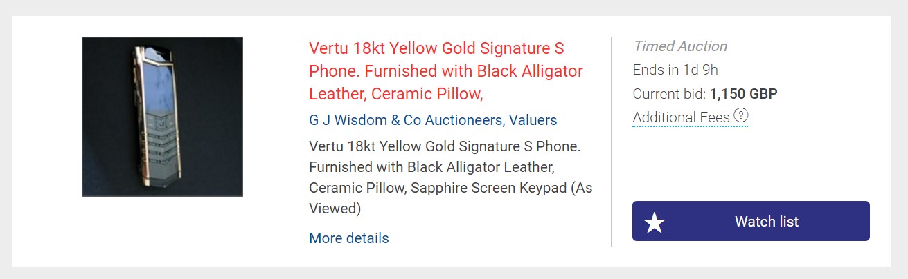 Vertu está liquidando sus smartphones de lujo mediante subastas 32
