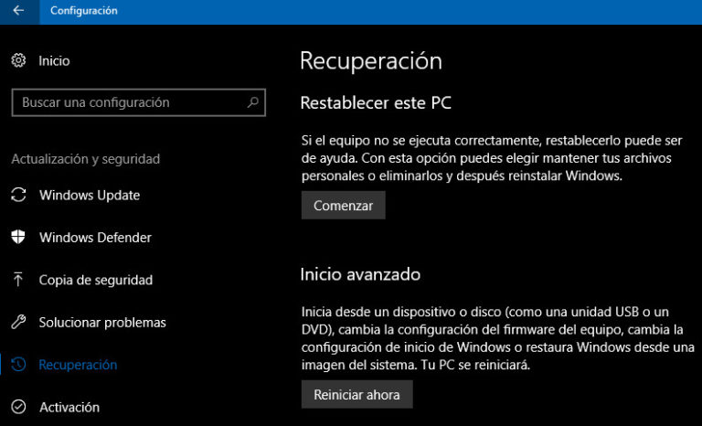Restaurar Mi Pc De Fabrica Windows 10