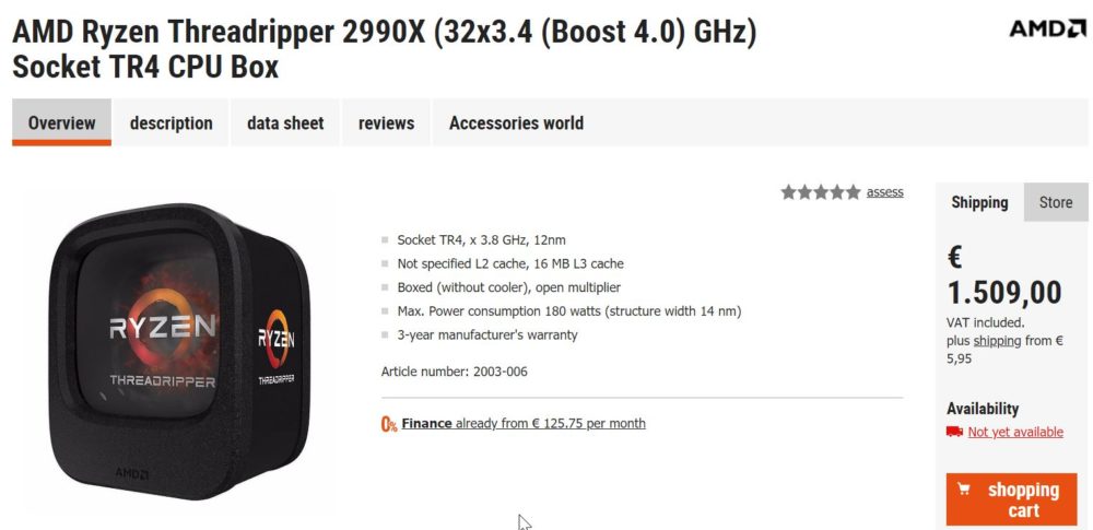 AMD Threadripper 2990X listado: costará 1.509 euros 29