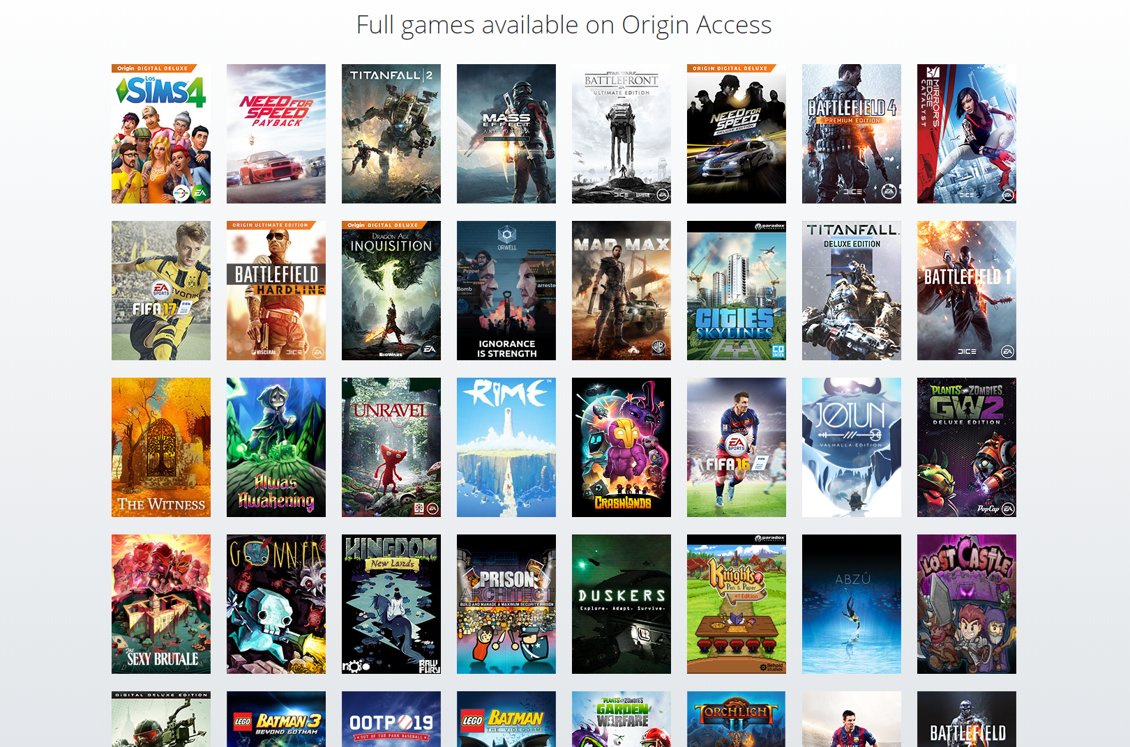 Origin Access Premier Juegos