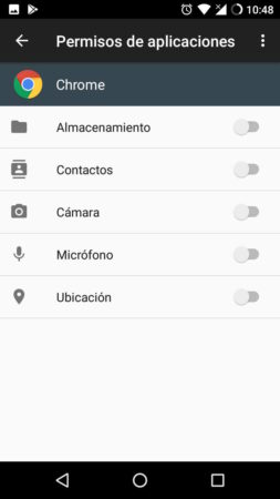 Configuración de los permisos a nivel del sistema en Google Chrome para Android