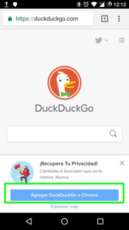 Establecer DuckDuckGo como buscador por defecto en Google Chrome para Android