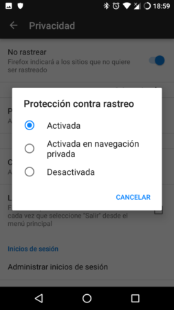 Do Not Track en Firefox para Android