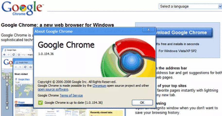 Primer logo de Chrome