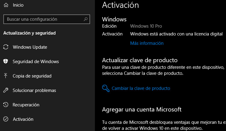 activación de Windows 10