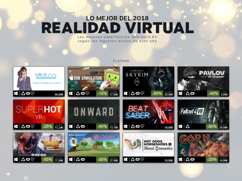 Steam Lo Mejor de 2018 Más Vendidos VR