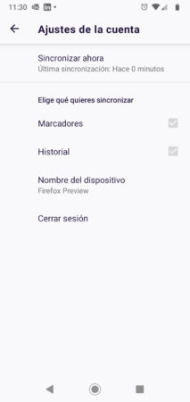 Sincronización en Firefox Fenix para Android