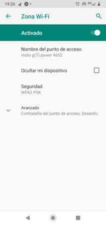 Activar el punto de acceso Wi-Fi de Android