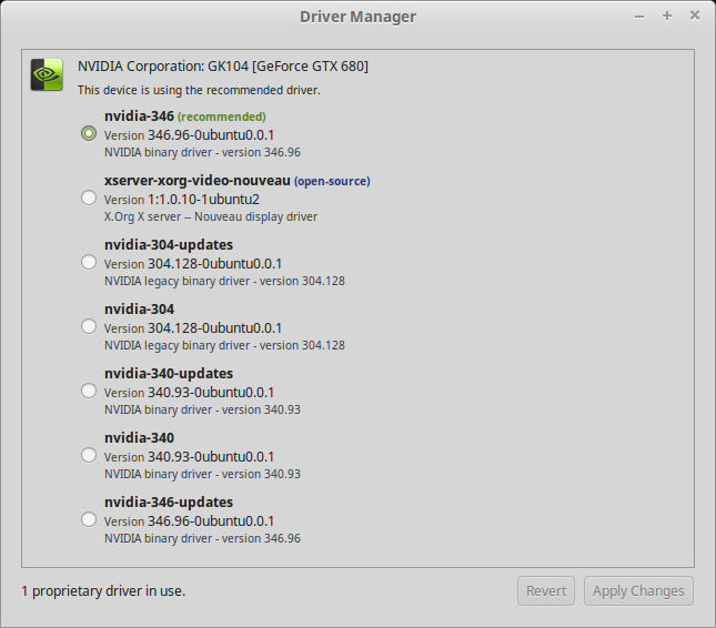 Downgrade al driver de NVIDIA en Linux Mint