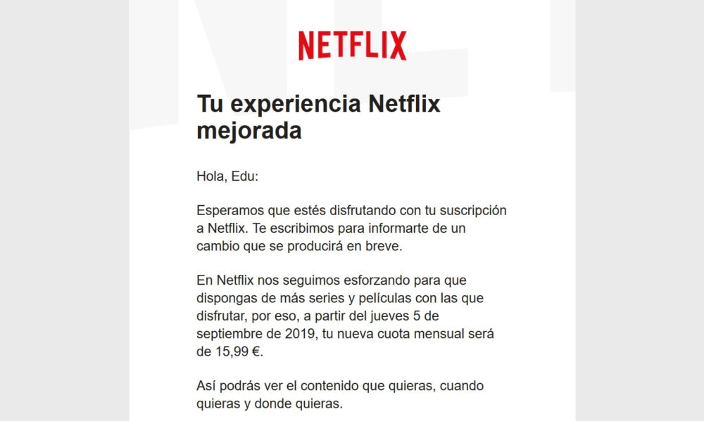 Netflix subida de precios