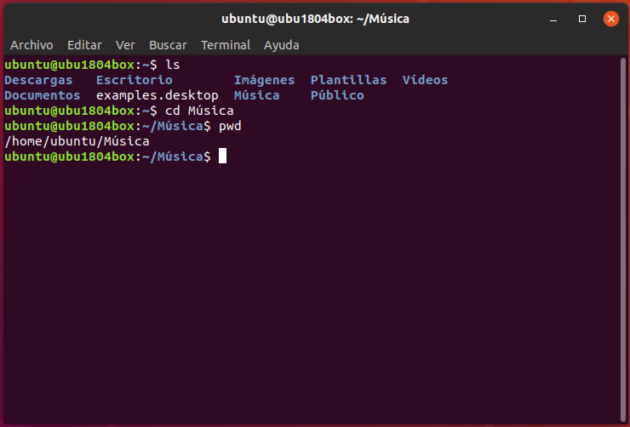 Intentando llegar a una carpeta desde la consola de comandos en Ubuntu
