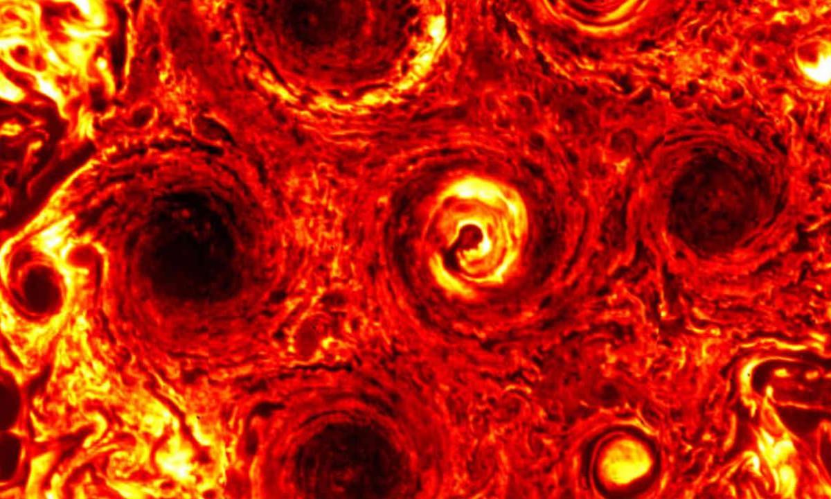 Ciclones del polo sur de Júpiter