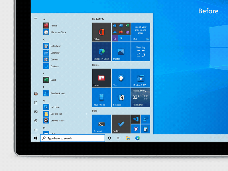 nuevo menú de inicio de Windows 10