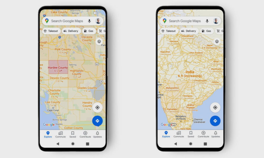 capa COVID de Google Maps