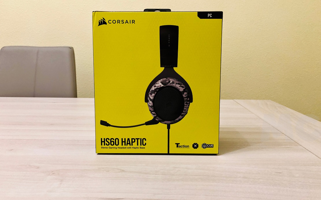 Corsair HS60 Haptic - Auriculares estéreo para juegos con bajos hápticos,  auriculares de espuma viscoelástica, micrófono extraíble, compatible con