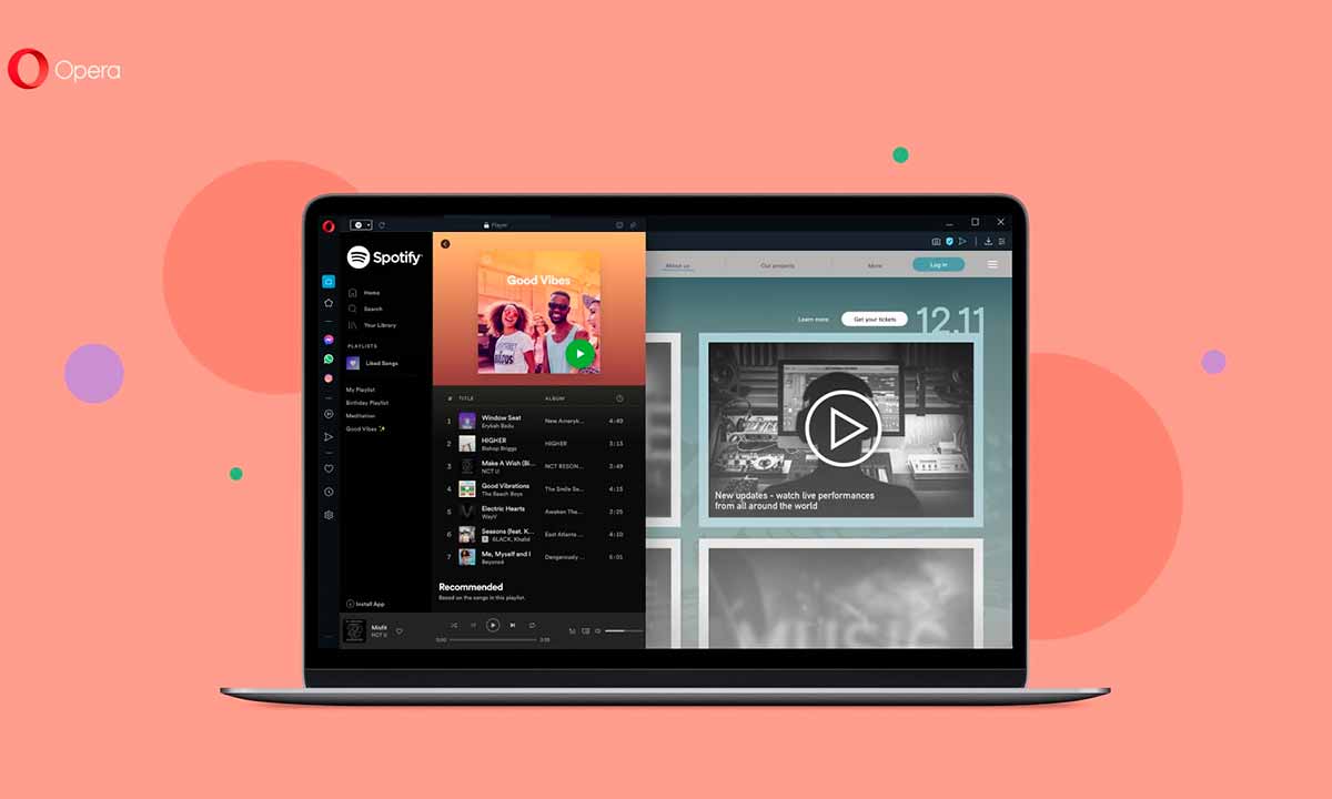 Opera añade Spotify, YouTube y Apple Music en su sidebar