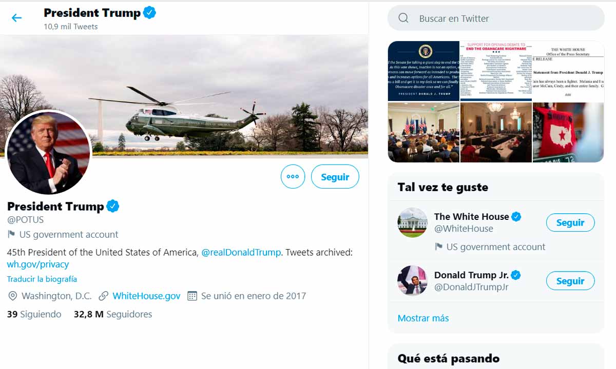 Twitter transferirá la cuenta @POTUS a Joe Biden el 20 enero