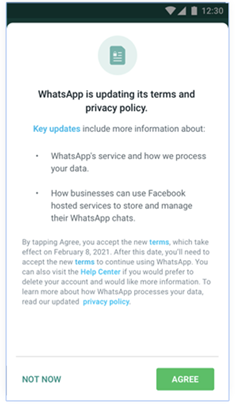 Aviso de Whatsapp para usuarios europeos