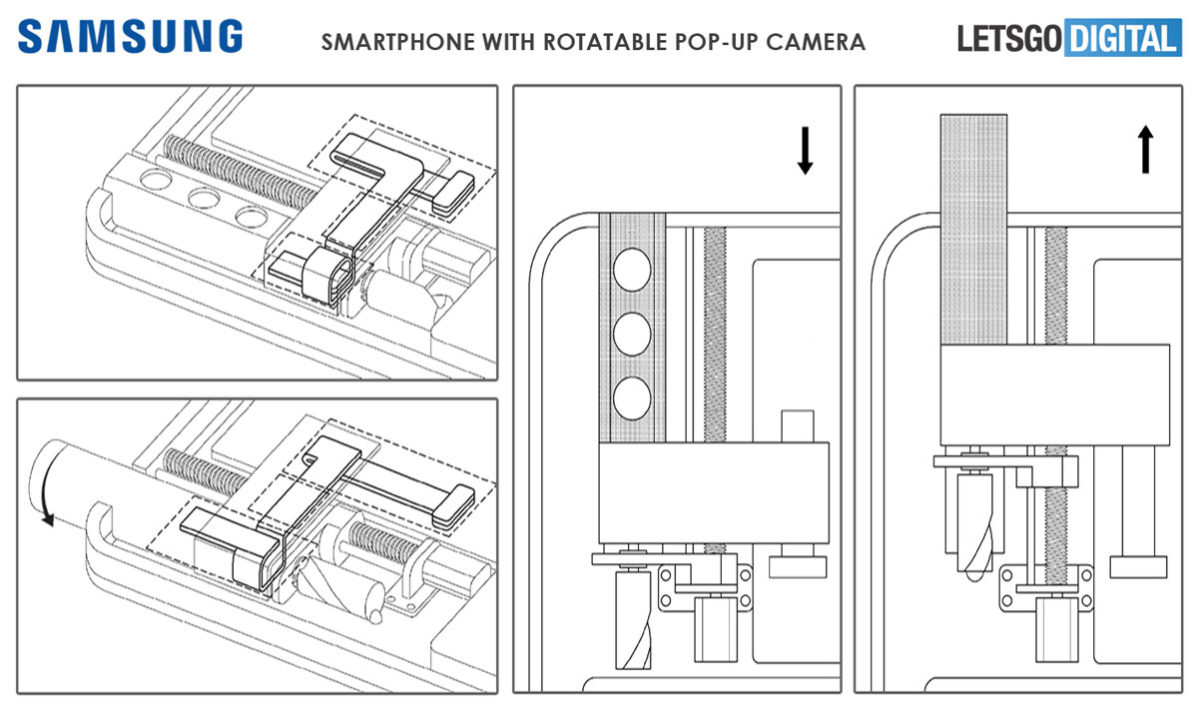 Patente Samsung Galaxy A camara emergente giratoria