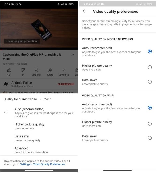 YouTube - calidad de vídeo