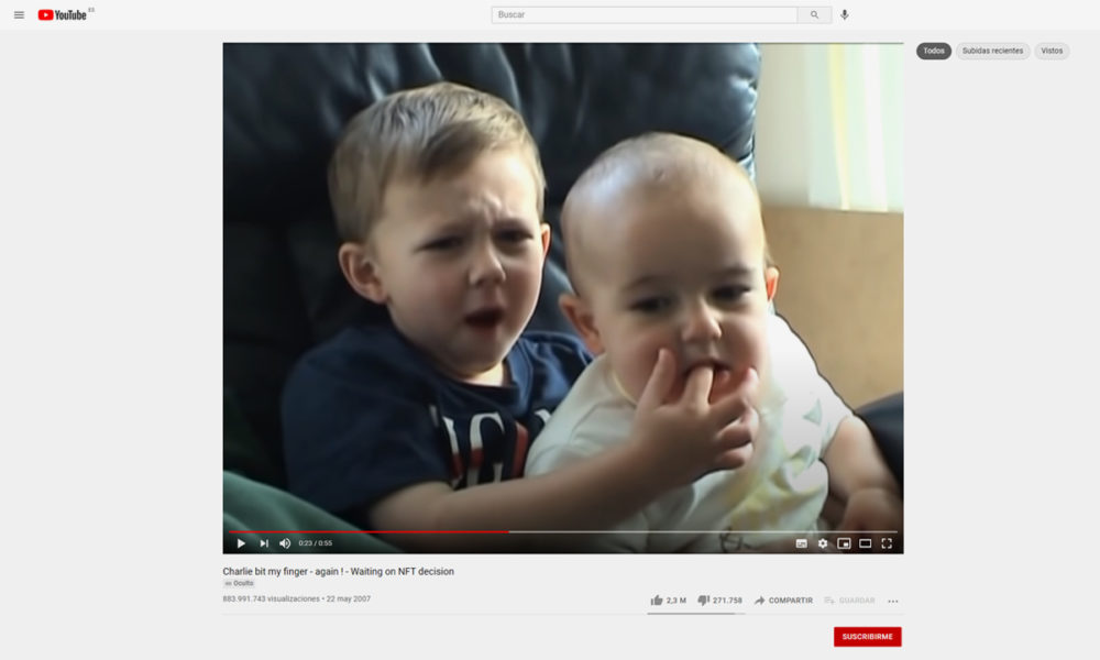 Charlie Bit My Finger YouTube subasta NFT