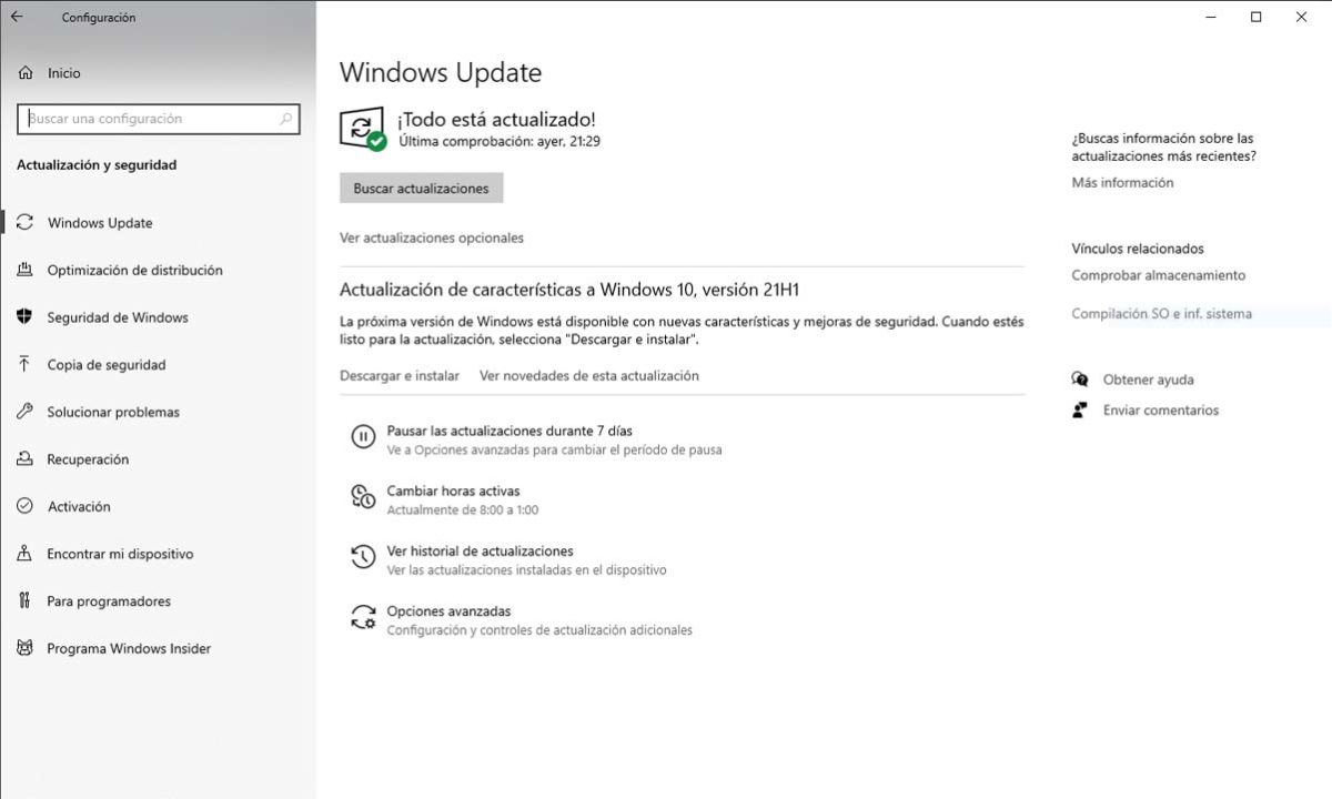 Windows 10 21H1 actualización